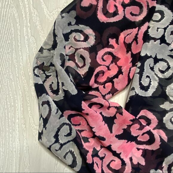 Milly x Banana Republic Women's True Navy Blue & Pink Roll Tab Tunic Top Size 2 - Picture 11 of 12